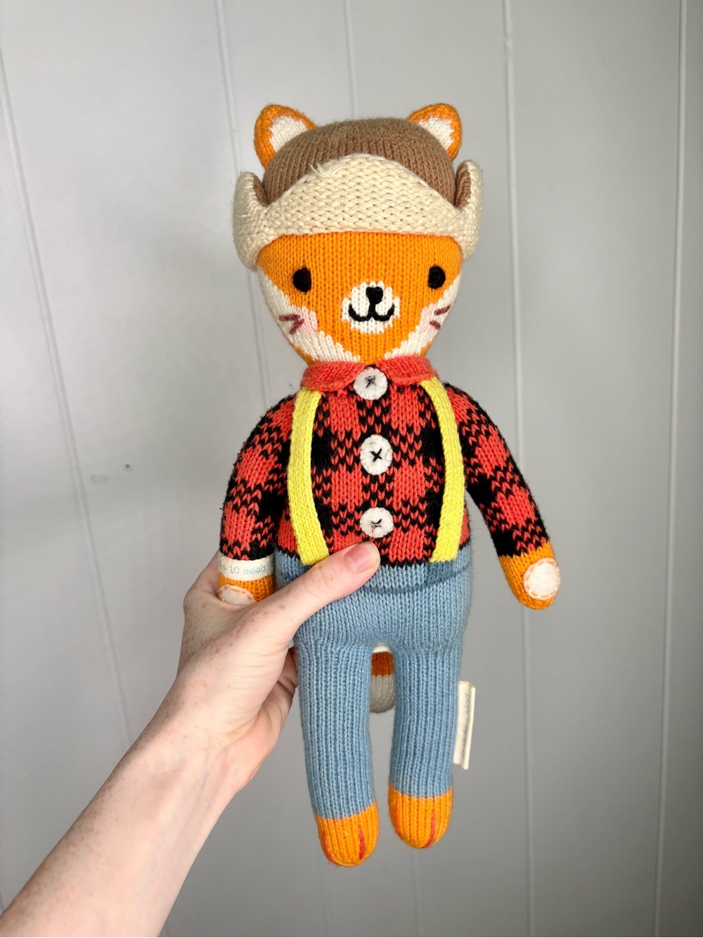 Cuddle + Kind Wyatt the Fox 13" Stuffed Animal Knit Baby Gift Hand-knit Peru